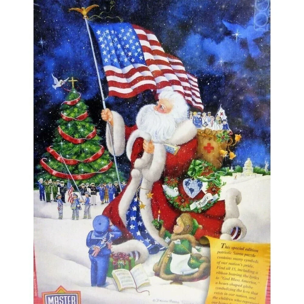 American Santa Jigsaw Puzzle 1000 Pcs Master Patriotic Symbols Christmas gift